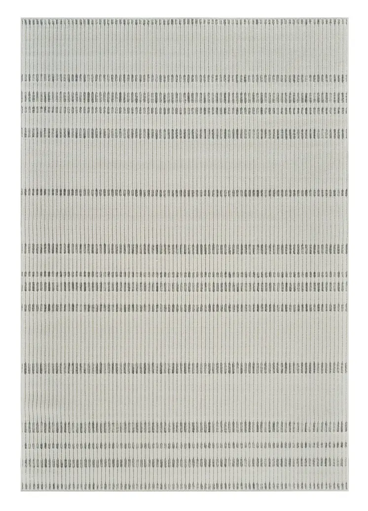 4' X 6' Cream and Beige Striped Distressed Indoor Outdoor Area Rug
