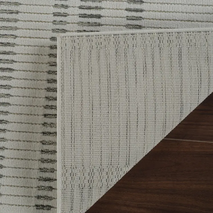 4' X 6' Cream and Beige Striped Distressed Indoor Outdoor Area Rug