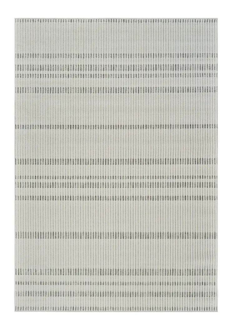 8' X 10' Cream and Beige Striped Distressed Indoor Outdoor Area Rug