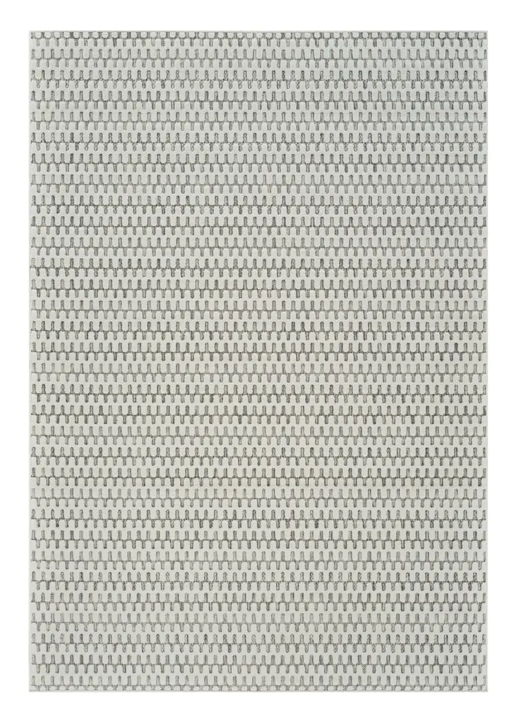 5' X 7' Cream and Beige Geometric Distressed Indoor Outdoor Area Rug
