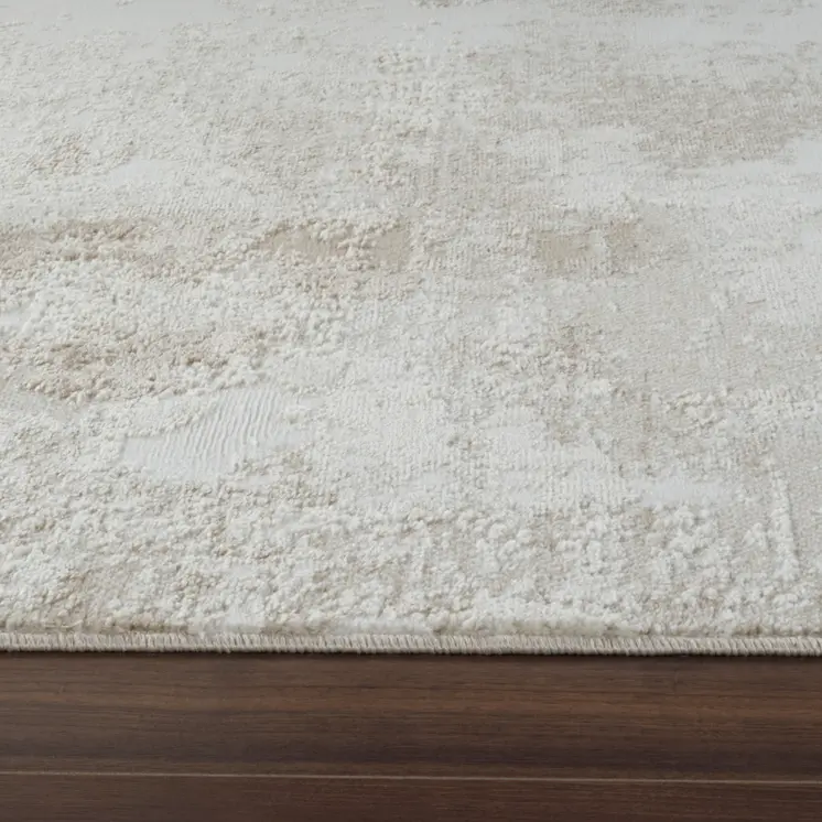 4' X 6' Cream and Beige Abstract Distressed Area Rug