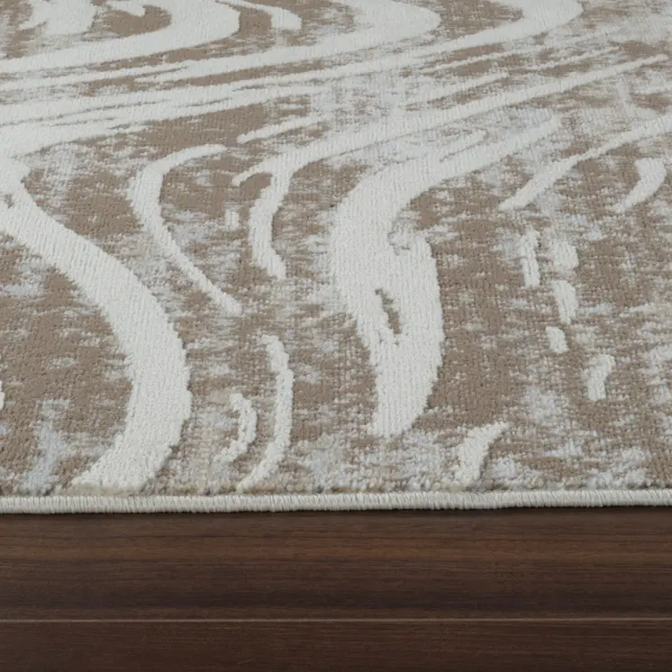 4' X 6' Beige and Brown Abstract Distressed Area Rug