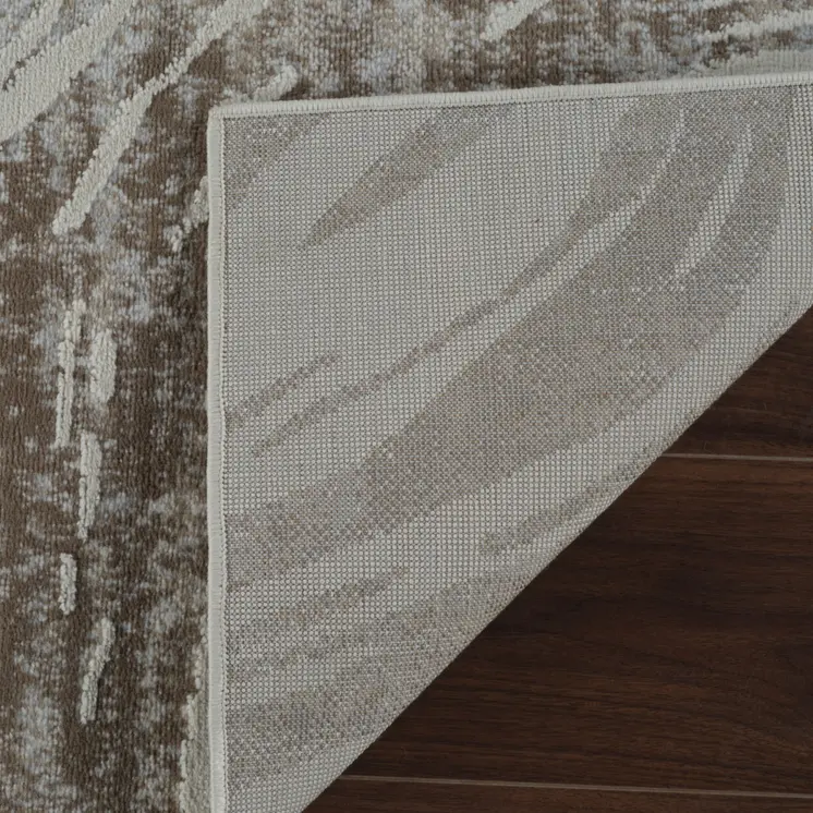 7' X 10' Beige and Brown Abstract Distressed Area Rug