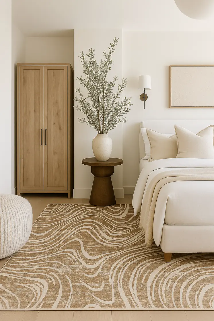 7' X 10' Beige and Brown Abstract Distressed Area Rug