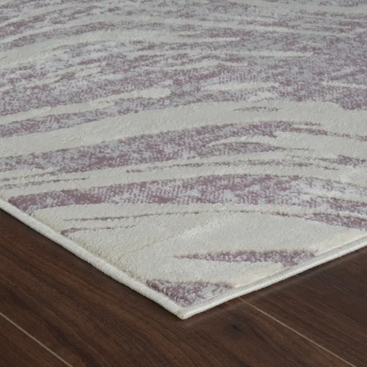 4' X 6' Beige and Purple Abstract Distressed Area Rug