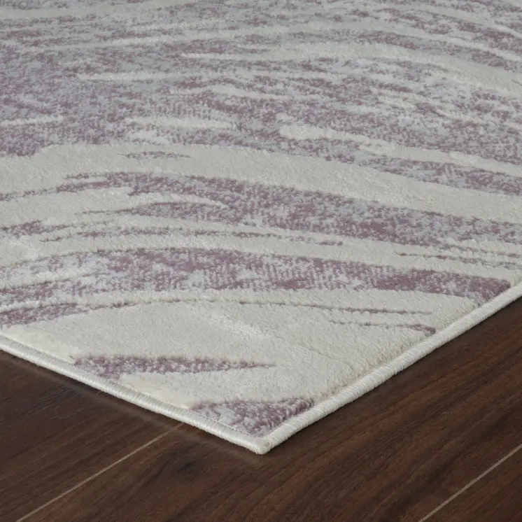7' X 10' Beige and Purple Abstract Distressed Area Rug