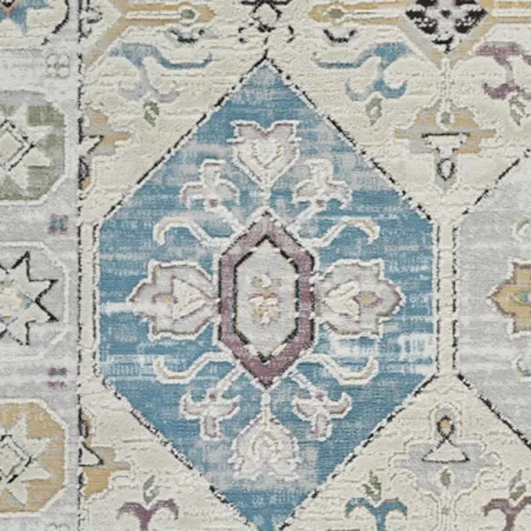 5' X 8' Beige and Gray Abstract Distressed Area Rug