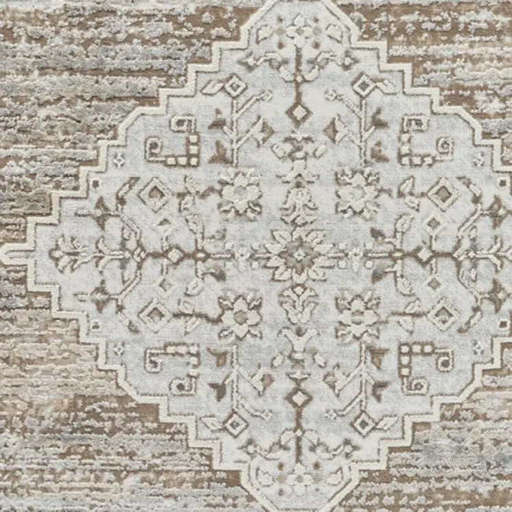 8' X 11' Beige and Brown Abstract Distressed Area Rug
