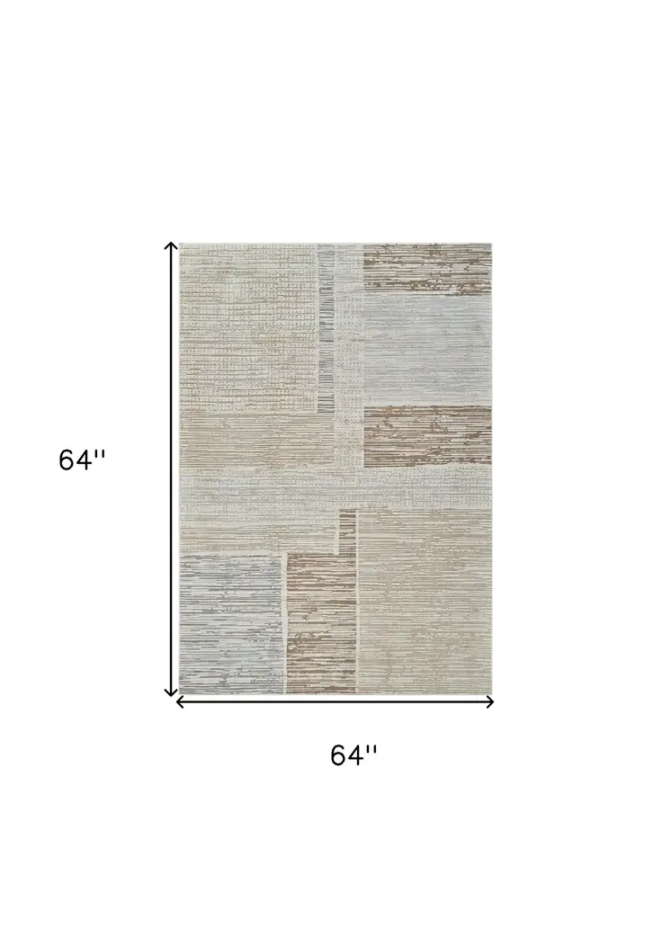 5' X 8' Beige and Brown Abstract Distressed Area Rug