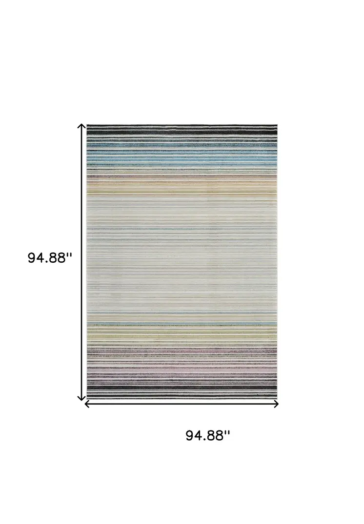 8' X 11' Beige and Blue Abstract Distressed Area Rug