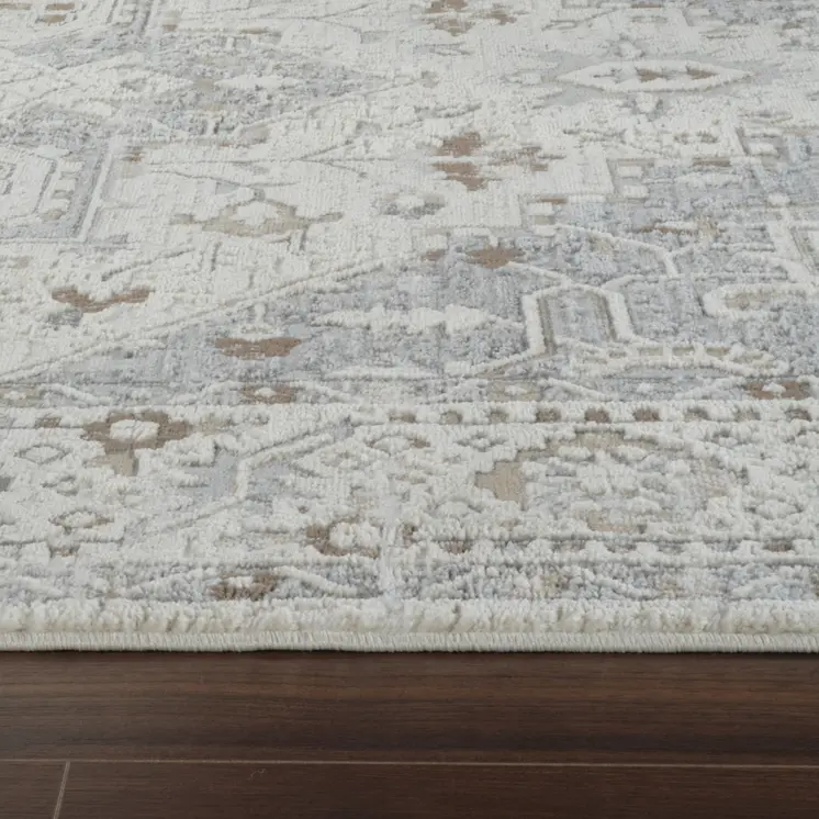 8' X 11' Gray and Beige Oriental Distressed Area Rug