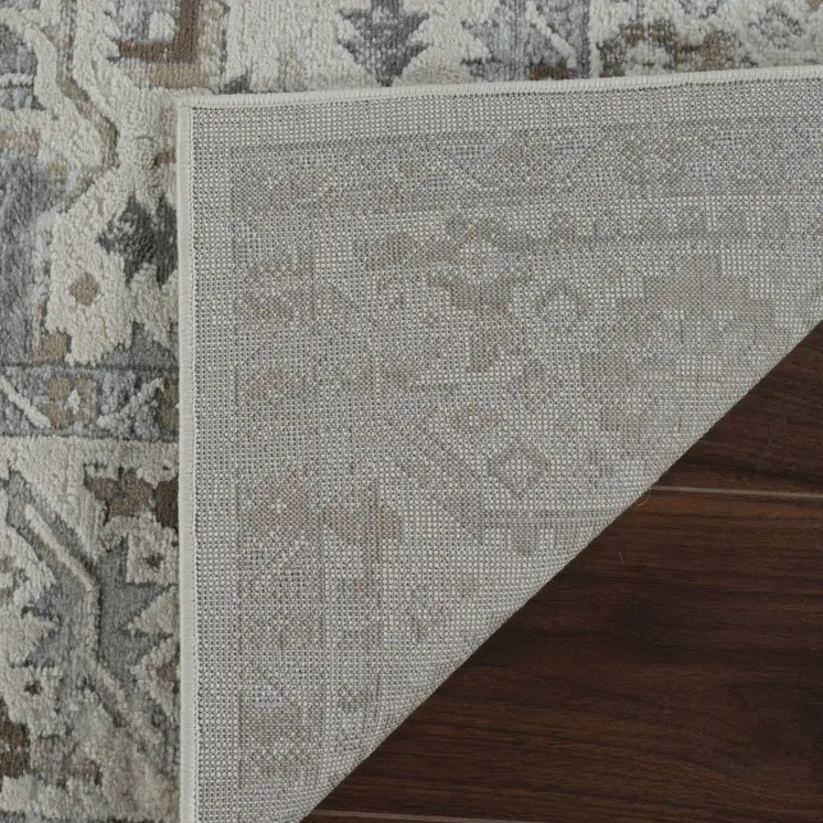 8' X 11' Gray and Beige Oriental Distressed Area Rug