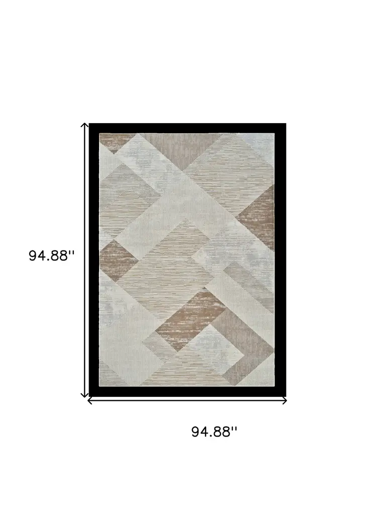 8' X 11' Beige and Brown Abstract Distressed Area Rug