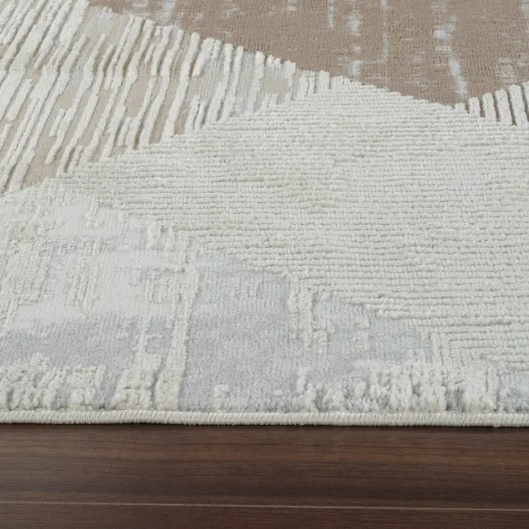 8' X 11' Beige and Brown Abstract Distressed Area Rug