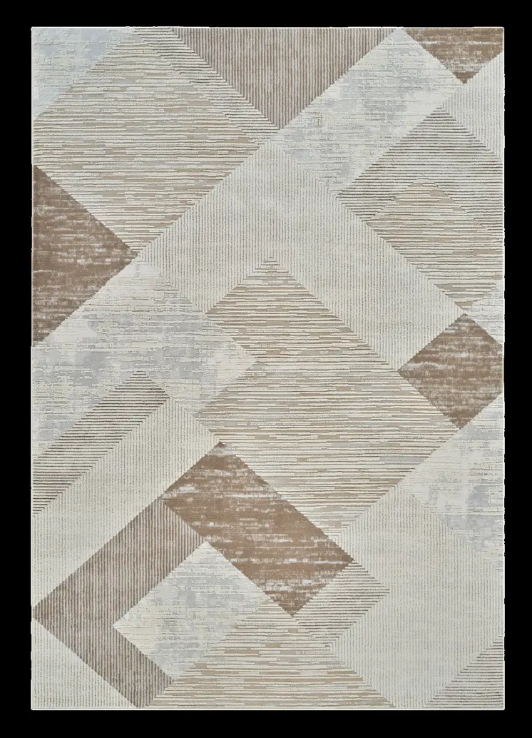 8' X 11' Beige and Brown Abstract Distressed Area Rug