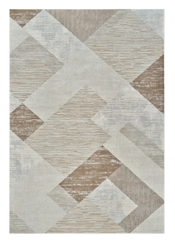 8' X 11' Beige and Brown Abstract Distressed Area Rug