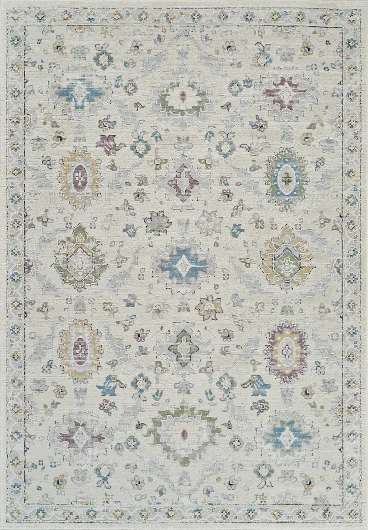 7' X 10' Cream and Beige Abstract Distressed Area Rug