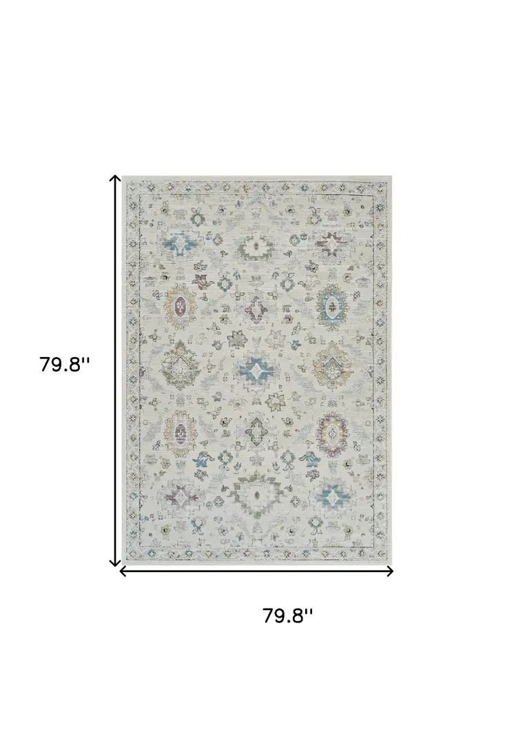 7' X 10' Cream and Beige Abstract Distressed Area Rug
