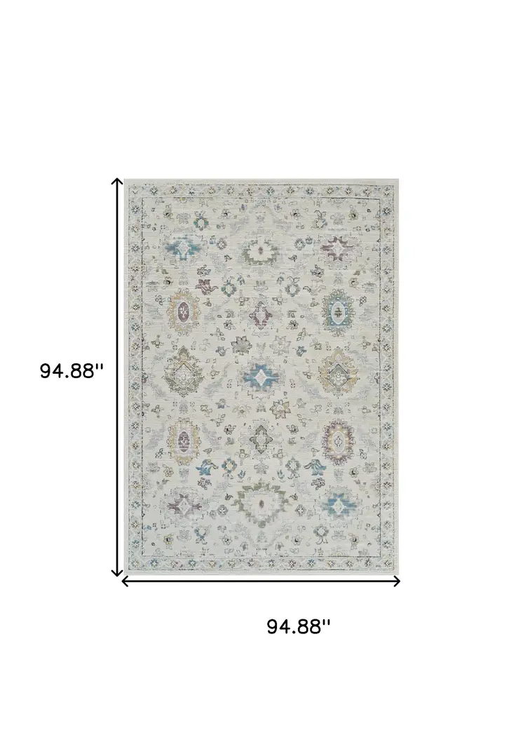 8' X 11' Cream and Beige Abstract Distressed Area Rug