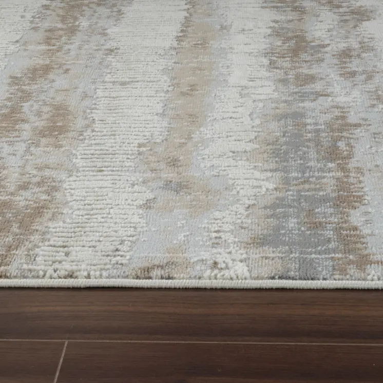 5' X 8' Beige and Brown Abstract Non Skid Area Rug