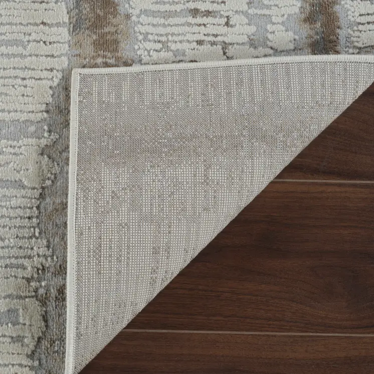 5' X 8' Beige and Brown Abstract Non Skid Area Rug