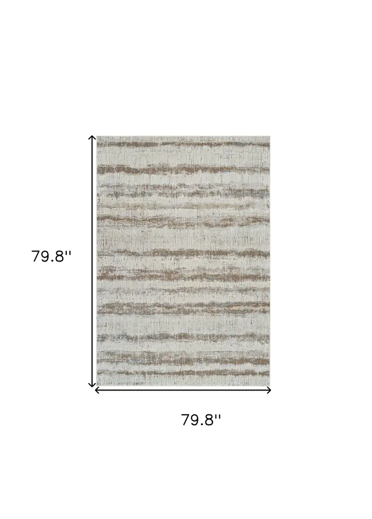 7' X 10' Beige and Brown Abstract Non Skid Area Rug