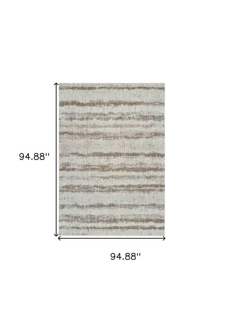 8' X 11' Beige and Brown Abstract Non Skid Area Rug