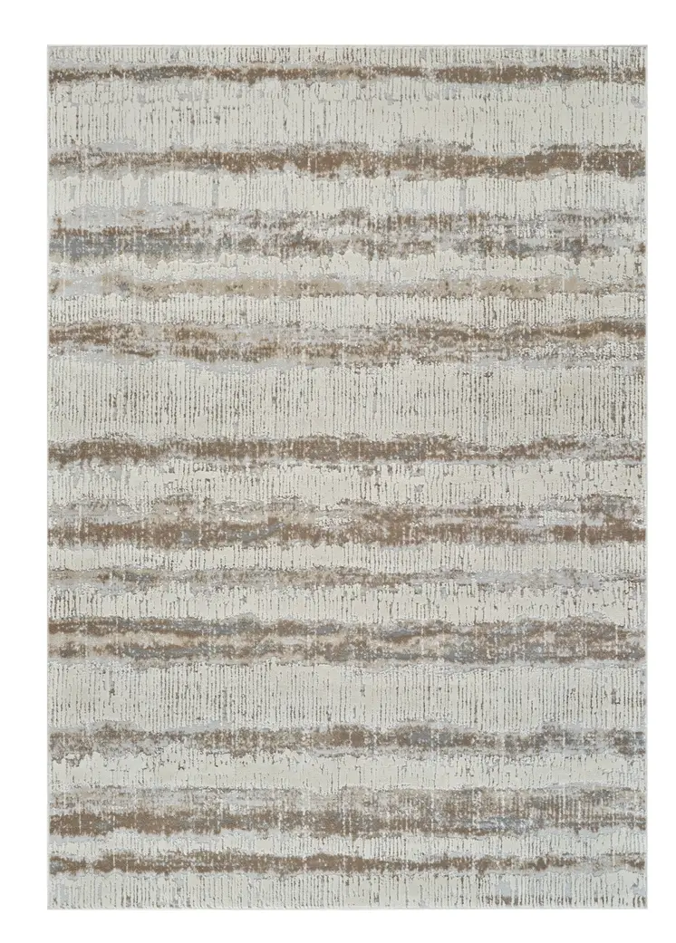 8' X 11' Beige and Brown Abstract Non Skid Area Rug