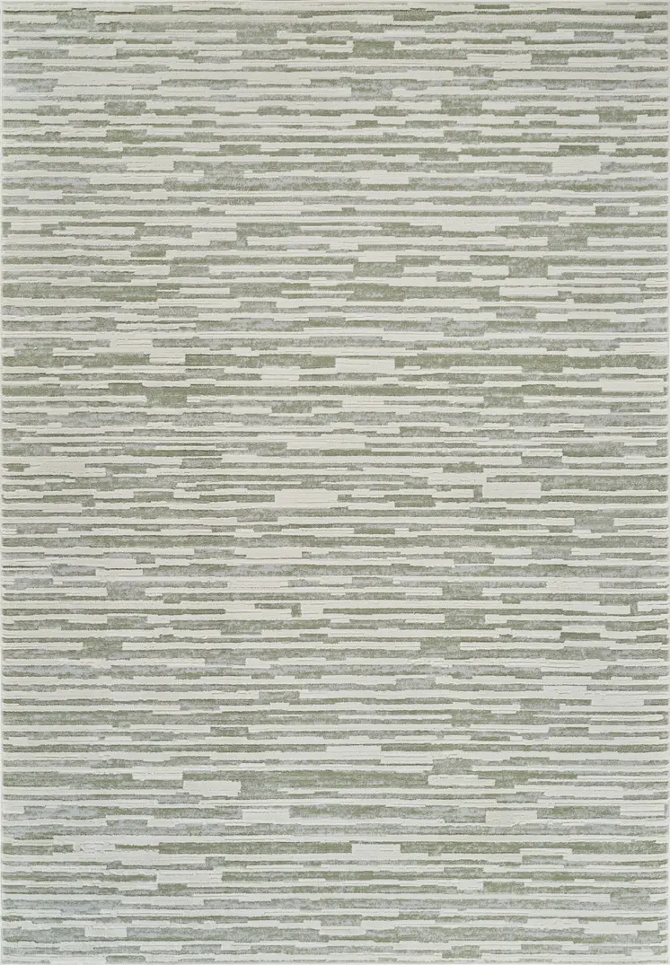 5' X 8' Beige and Green Abstract Distressed Area Rug