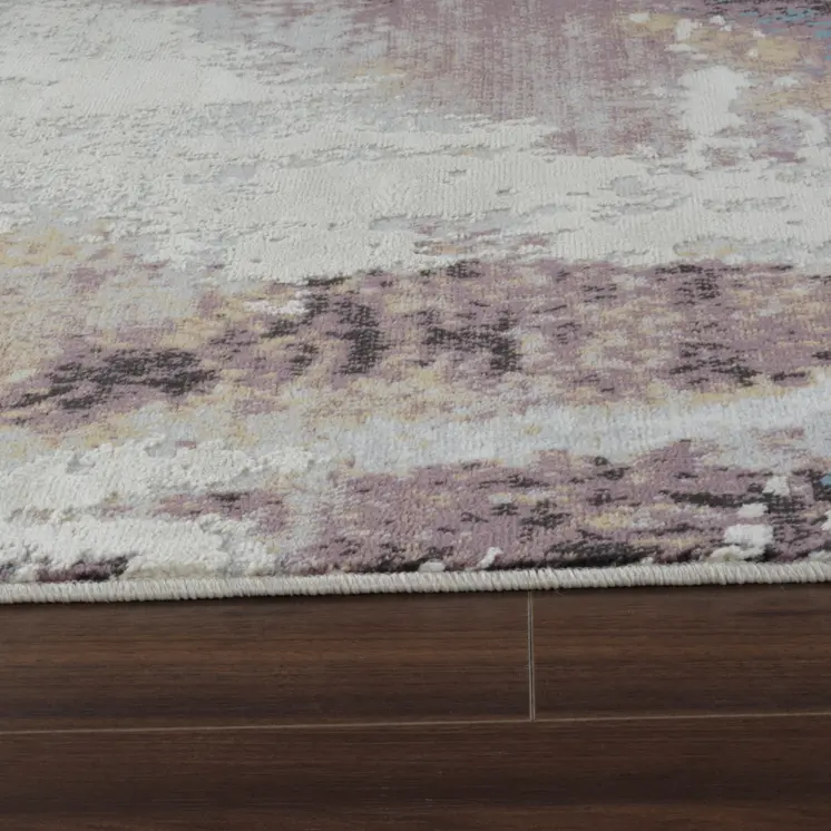 4' X 6' Beige and Blue Abstract Distressed Area Rug