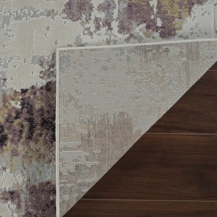 7' X 10' Beige and Blue Abstract Distressed Area Rug