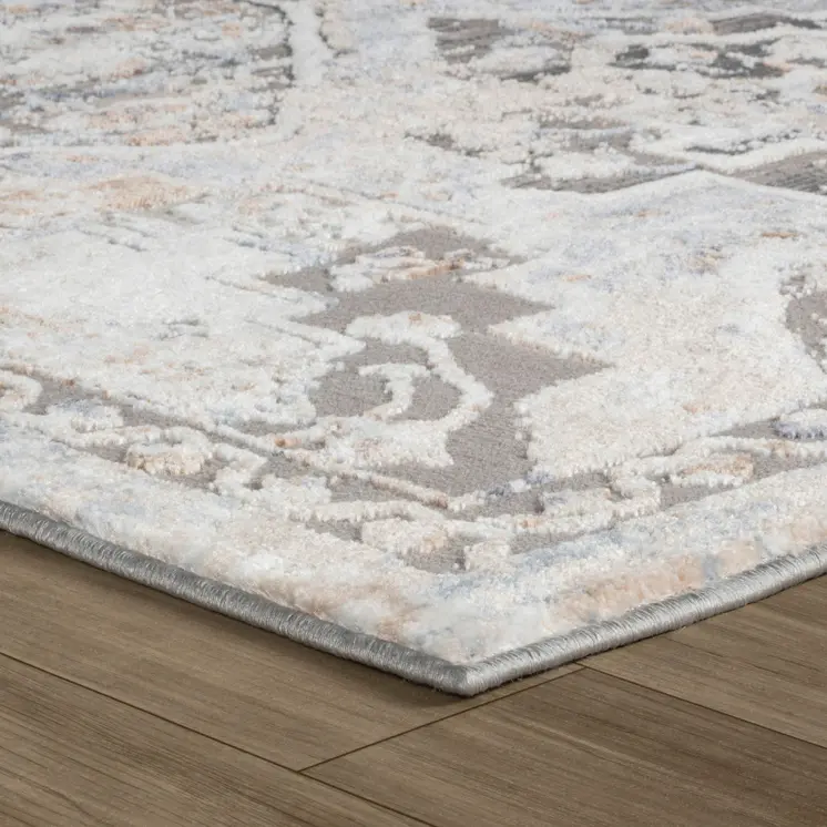 7' X 10' Blue and Gray Oriental Distressed Area Rug