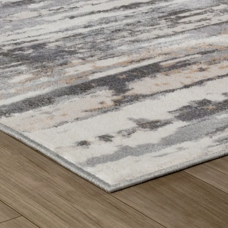 4' X 6' Beige and Gray Abstract Distressed Area Rug