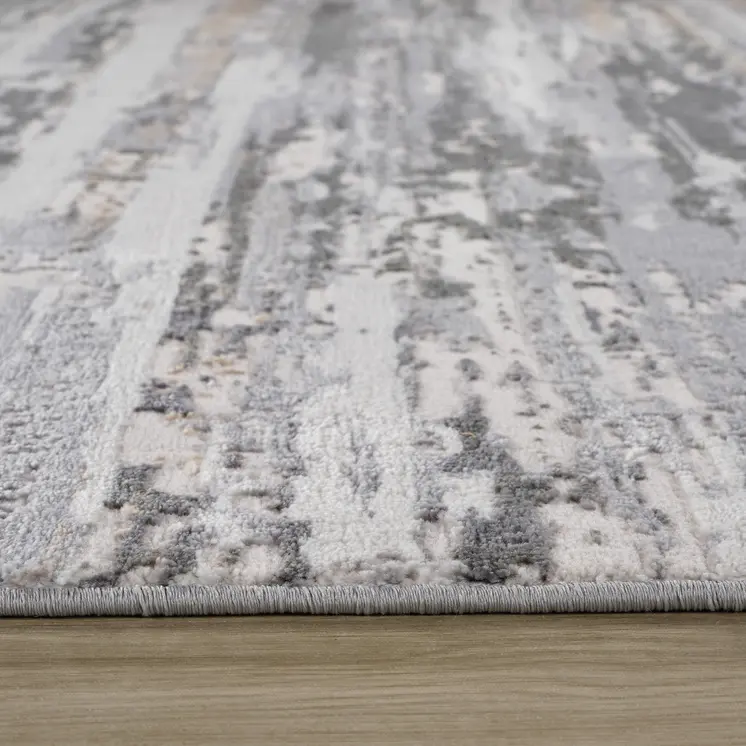 4' X 6' Beige and Gray Abstract Distressed Area Rug