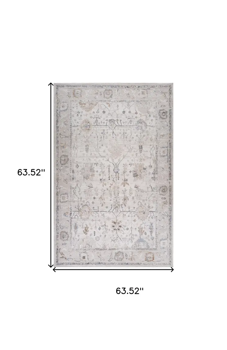 5' X 8' Beige and Ivory Abstract Distressed Area Rug