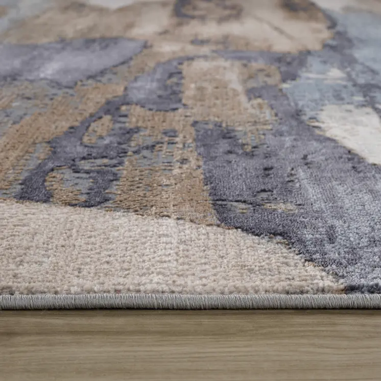 8' X 11' Blue and Beige Abstract Distressed Area Rug