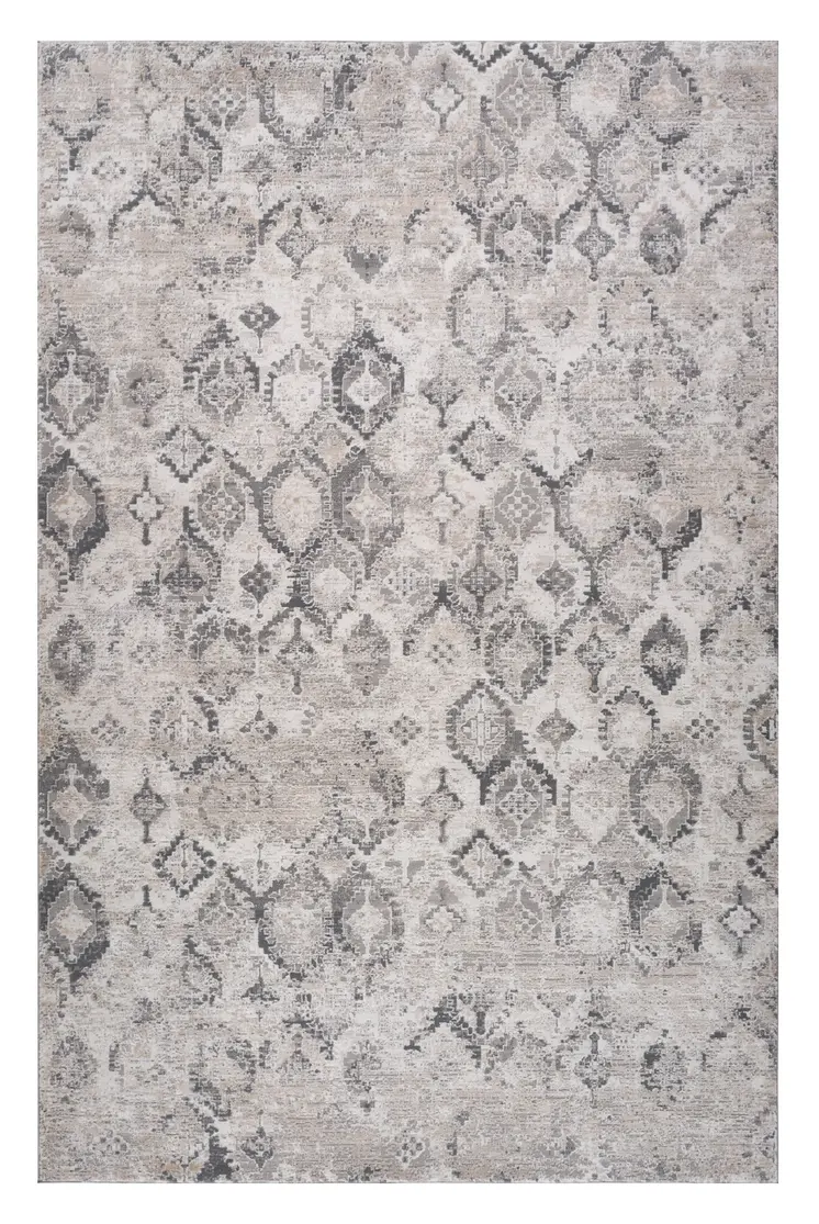 4' X 6' Beige and Gray Abstract Distressed Area Rug