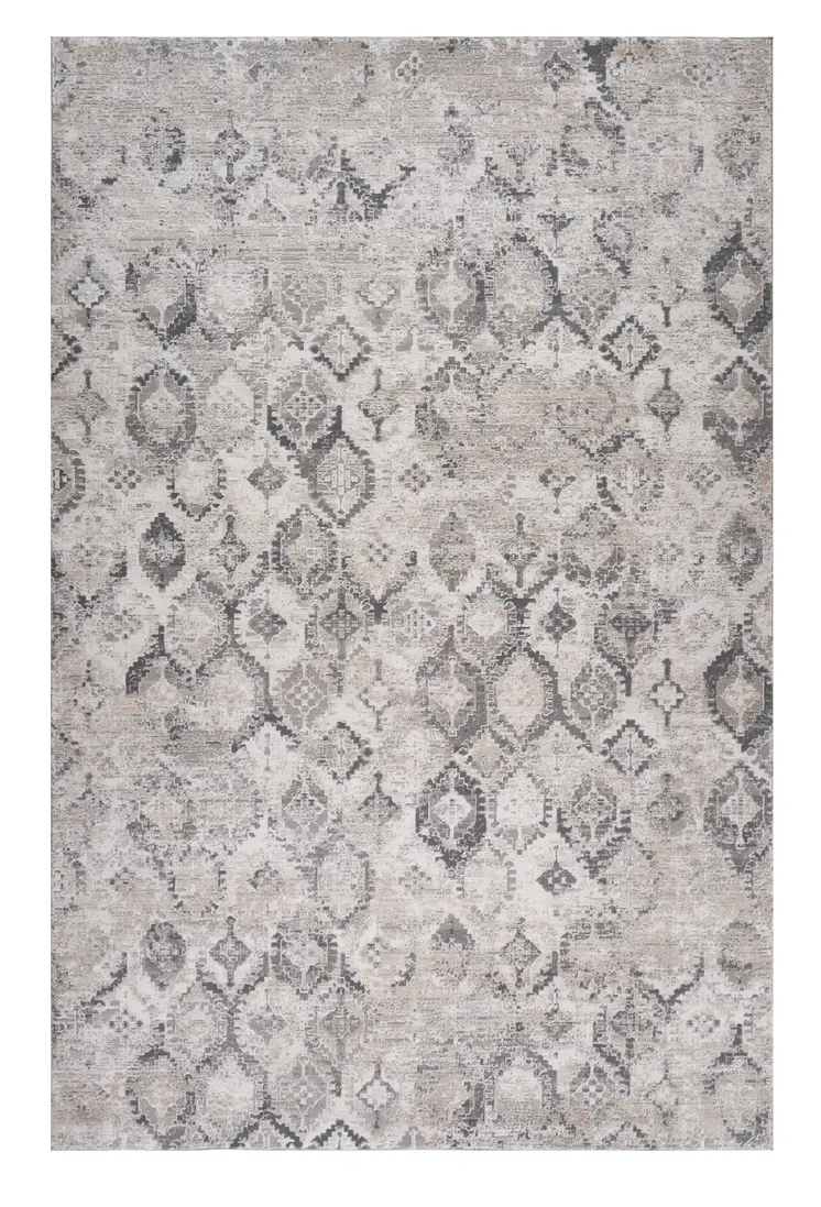 7' X 10' Beige and Gray Abstract Distressed Area Rug