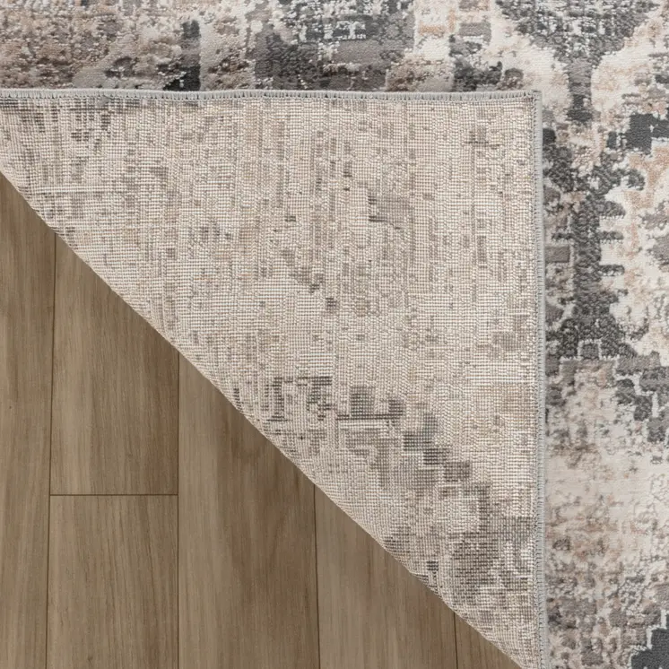7' X 10' Beige and Gray Abstract Distressed Area Rug
