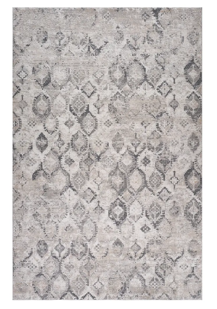 8' X 11' Beige and Gray Abstract Distressed Area Rug