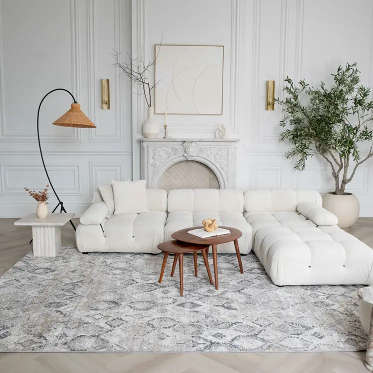 8' X 11' Beige and Gray Abstract Distressed Area Rug