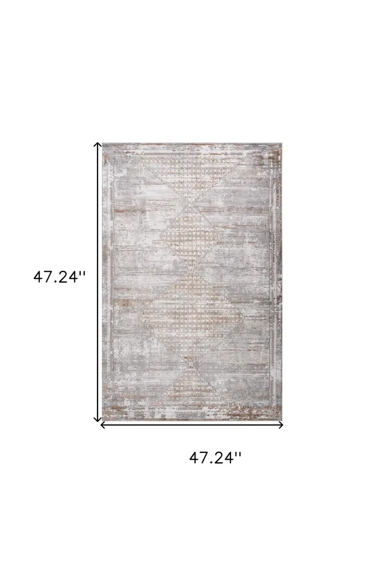 4' X 6' Gray and Brown Abstract Distressed Area Rug