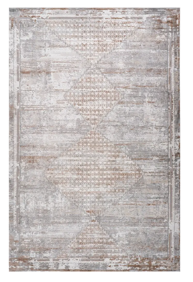 7' X 10' Gray and Brown Abstract Distressed Area Rug