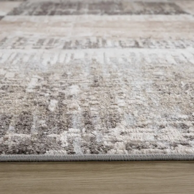 4' X 6' Beige and Brown Abstract Distressed Area Rug