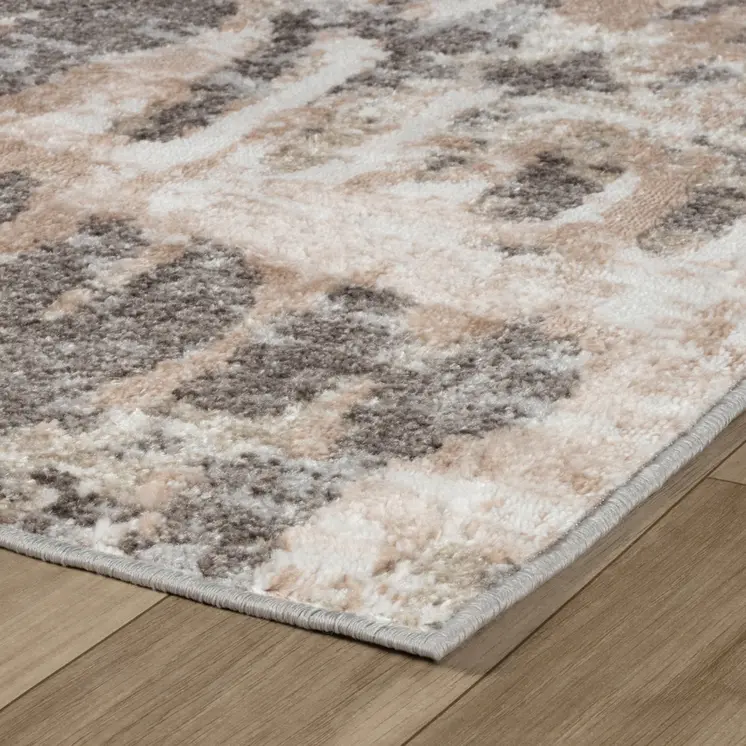 5' X 8' Beige and Brown Abstract Distressed Area Rug