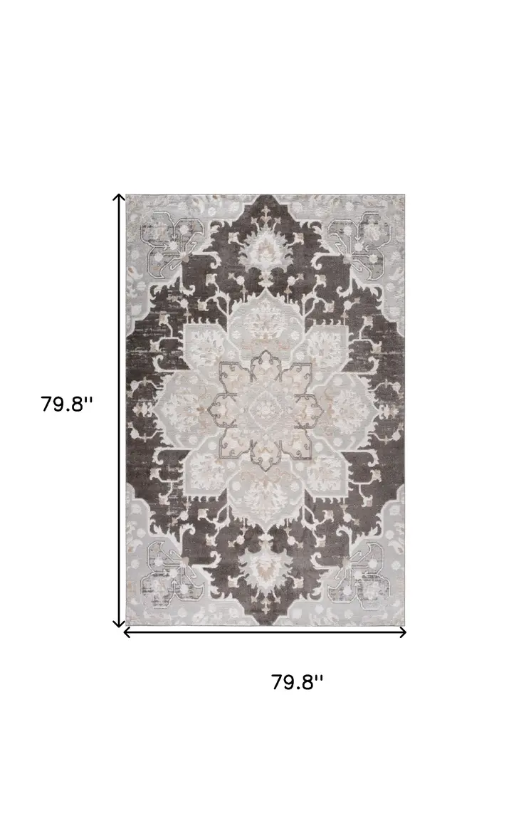 7' X 10' Gray and Brown Southwestern Distressed Area Rug