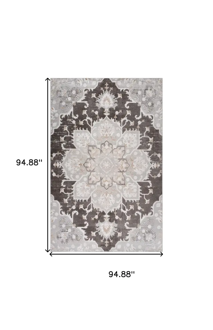 8' X 11' Gray and Brown Southwestern Distressed Area Rug