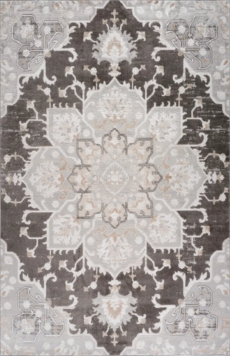8' X 11' Gray and Brown Southwestern Distressed Area Rug