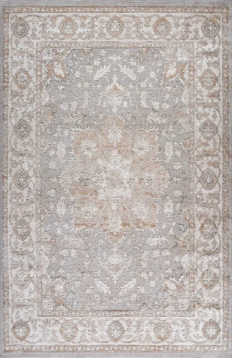 4' X 6' Beige and Gray Oriental Distressed Area Rug