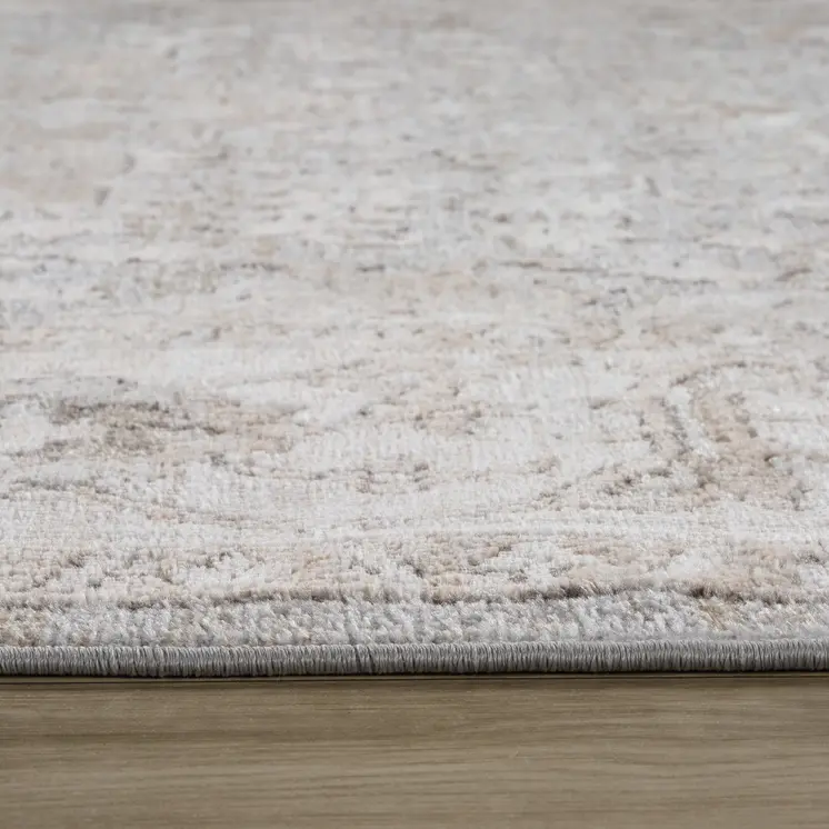 4' X 6' Beige and Gray Oriental Distressed Area Rug
